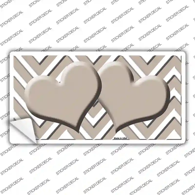 LP-4494s-XL Tan Chevron Hearts Novelty Sticker Decal, Extra Large