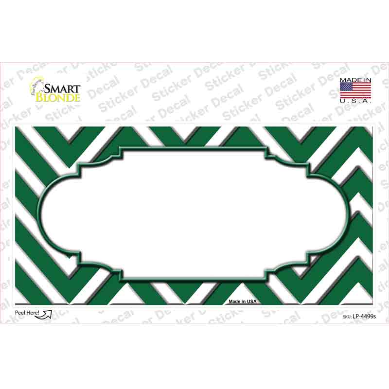 LP-4499s-M Green White Chevron Center Scallop Novelty Sticker Decal, Medium