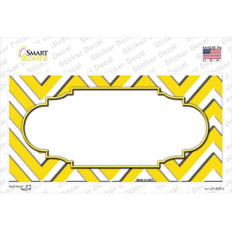 LP-4501s-M Yellow White Chevron Center Scallop Novelty Sticker Decal, Medium
