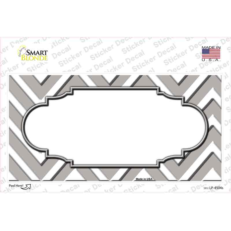 LP-4504s-M Gray White Chevron Center Scallop Novelty Sticker Decal, Medium