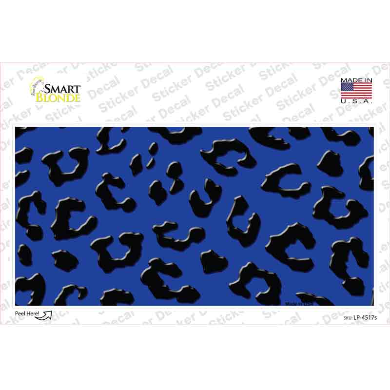 LP-4517s-M Blue Black Cheetah Novelty Sticker Decal, Medium