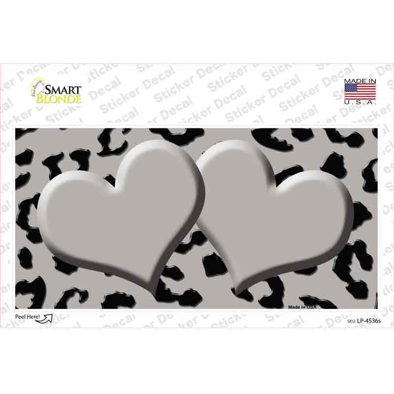 LP-4536s-M Gray Black Cheetah Center Hearts Novelty Sticker Decal, Medium