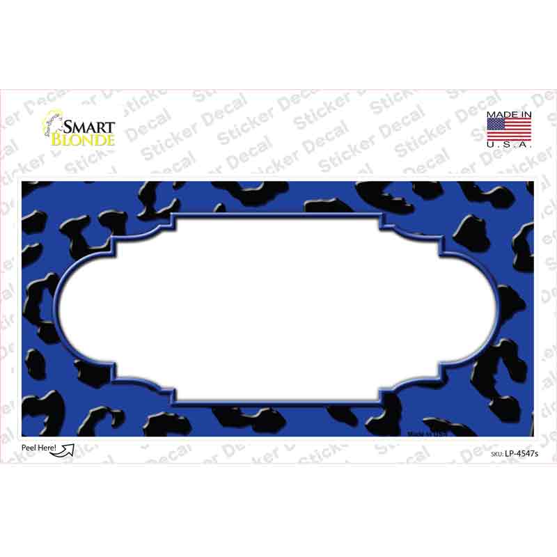 LP-4547s-M Blue Black Cheetah Scallop Novelty Sticker Decal, Medium