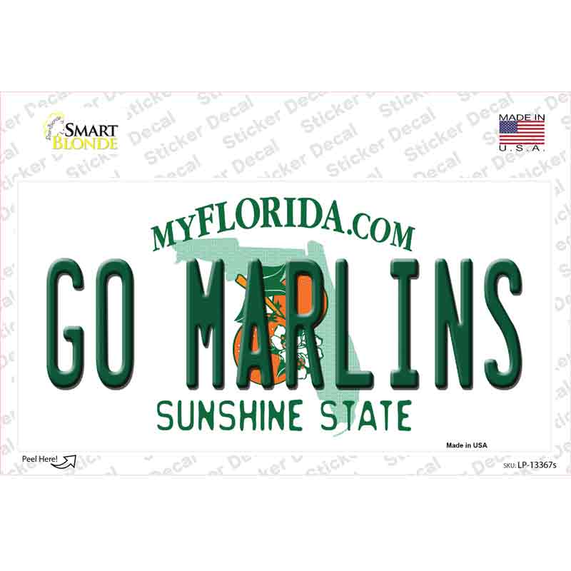 LP-13367s-M Go Marlins Novelty Sticker Decal, Medium