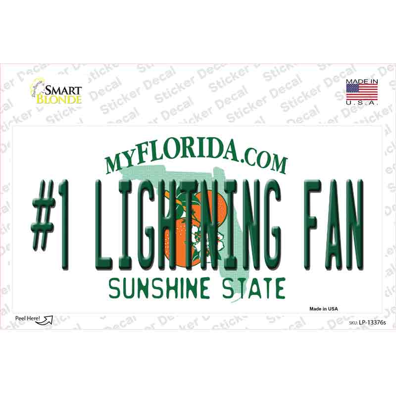 LP-13376s-M Number 1 Lightning Fan Novelty Sticker Decal, Medium
