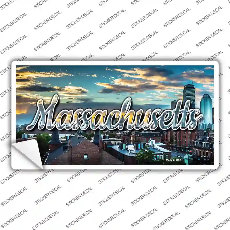 LP-11606s-XL Massachusetts Sunset Skyline State Novelty Sticker Decal, Extra Large