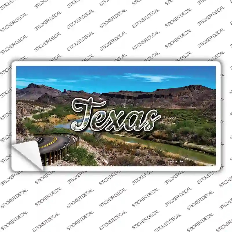 LP-11633s-S Texas Open Mountain Road State Novelty Sticker Decal, Small