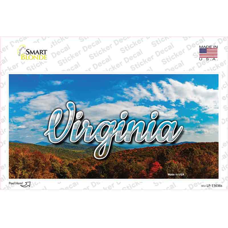 LP-11636s-M Virginia Mountain Range State Novelty Sticker Decal, Medium