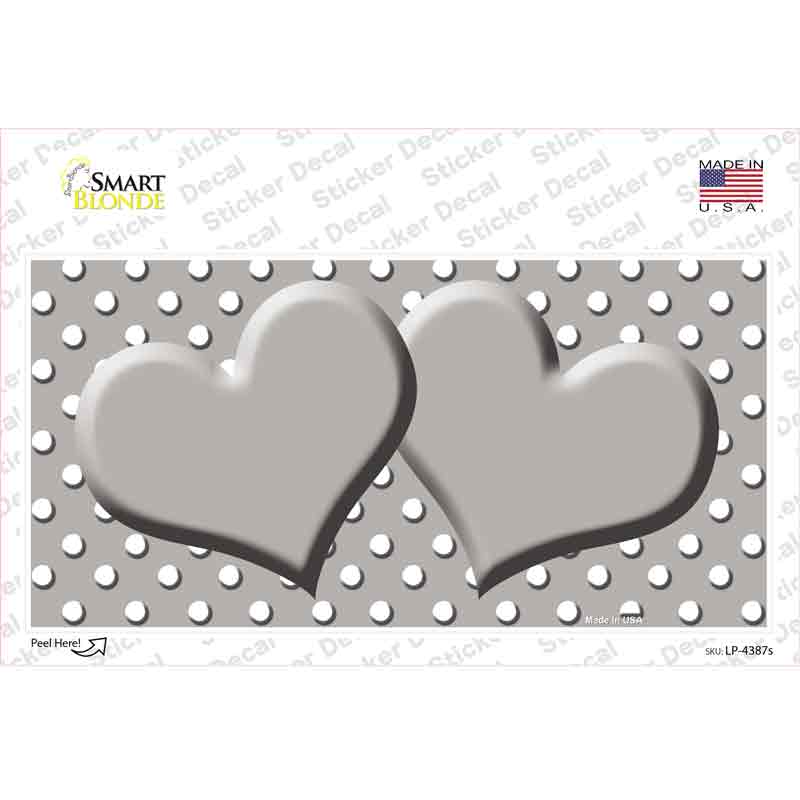 LP-4387s-M Gray White Polka Dot Center Hearts Novelty Sticker Decal, Medium