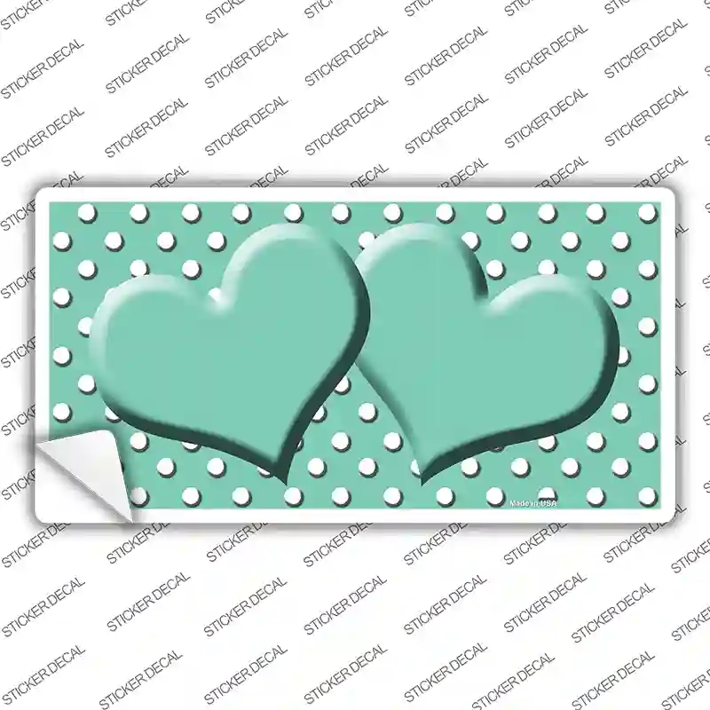 LP-4394s-XL Mint White Polka Dot Center Hearts Novelty Sticker Decal, Extra Large