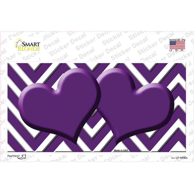 LP-4490s-M Purple Chevron Hearts Novelty Sticker Decal, Medium