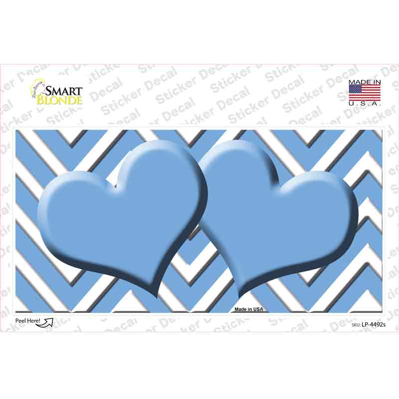 LP-4492s-M Light Blue Chevron Hearts Novelty Sticker Decal, Medium