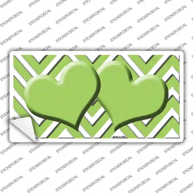 LP-4493s-L Lime Green Chevron Hearts Novelty Sticker Decal, Large