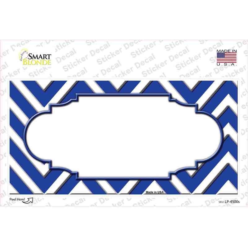 LP-4500s-M Blue White Chevron Center Scallop Novelty Sticker Decal, Medium