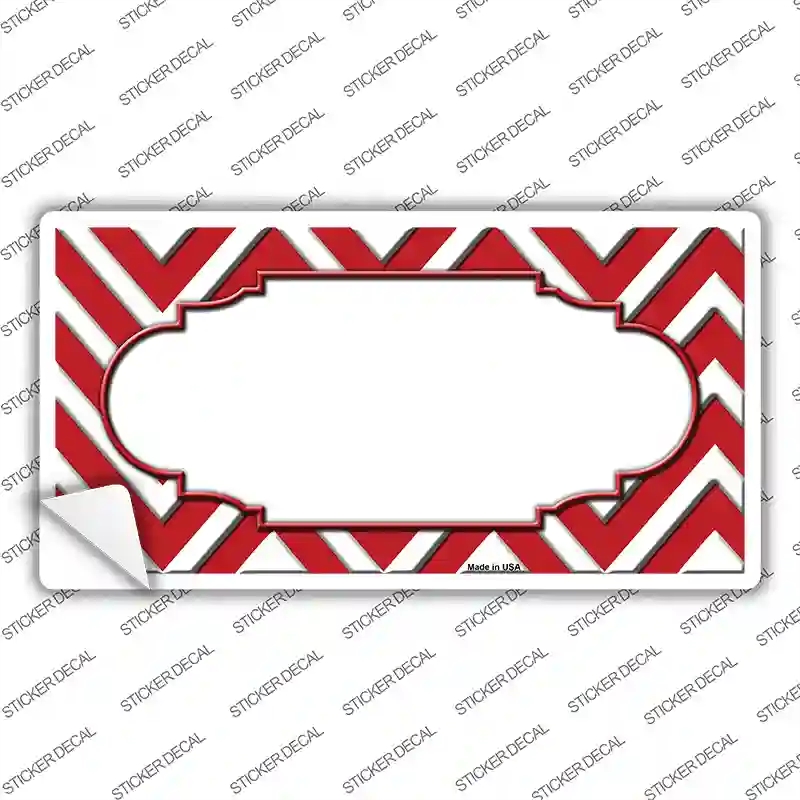 LP-4503s-L Red White Chevron Center Scallop Novelty Sticker Decal, Large