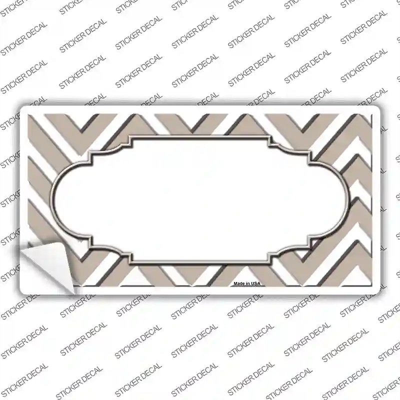 LP-4509s-S Tan White Chevron Center Scallop Novelty Sticker Decal, Small