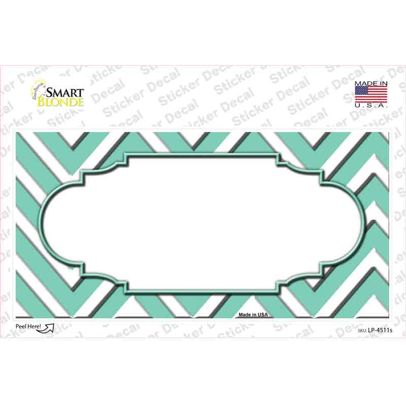 LP-4511s-M Mint White Chevron Center Scallop Novelty Sticker Decal, Medium