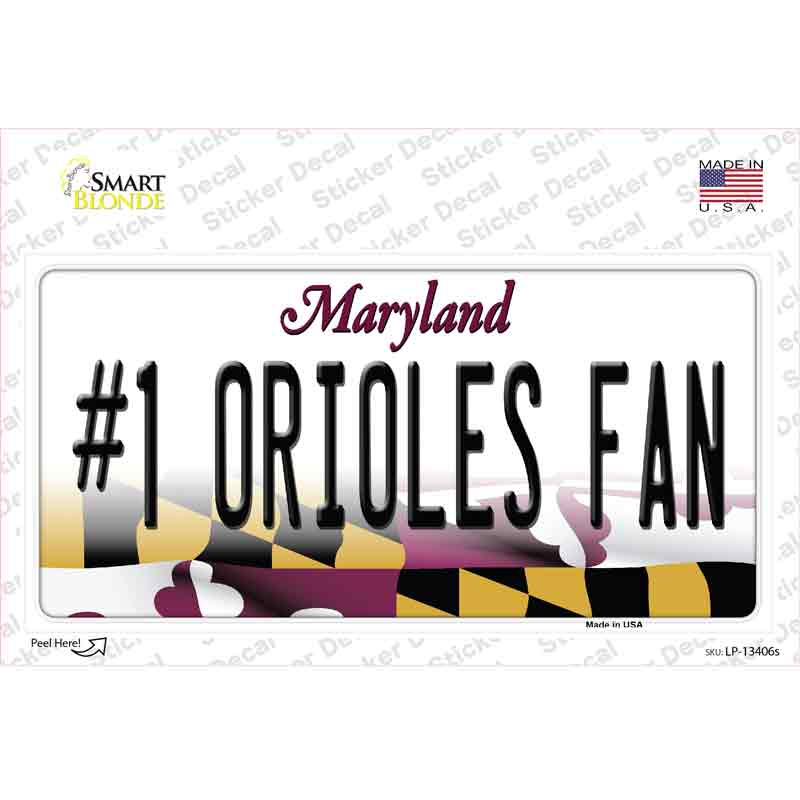 LP-13406s-M Number 1 Orioles Fan Novelty Sticker Decal, Medium