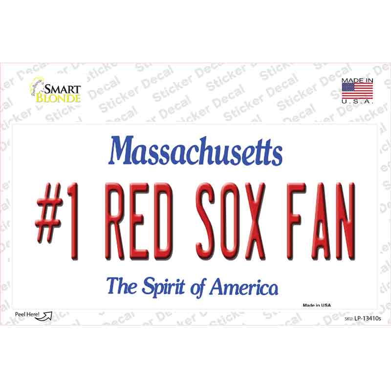 LP-13410s-M Number 1 Red Sox Fan Novelty Sticker Decal, Medium