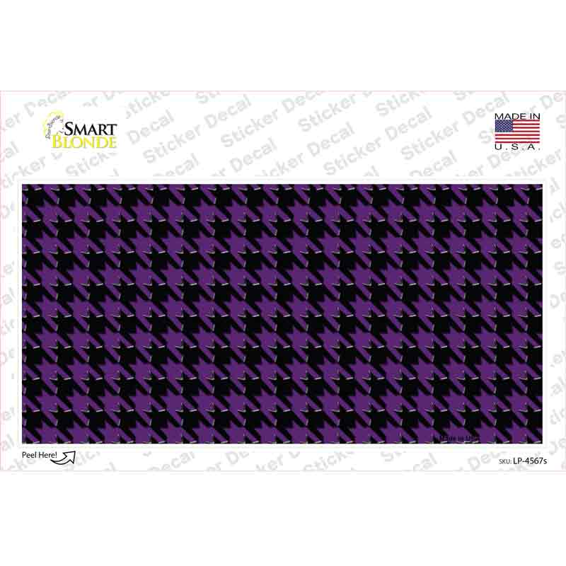 LP-4567s-M Purple Black Houndstooth Novelty Sticker Decal, Medium