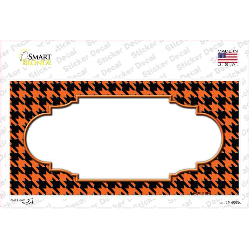 LP-4593s-M Orange Black Houndstooth Scallop Center Novelty Sticker Decal, Medium