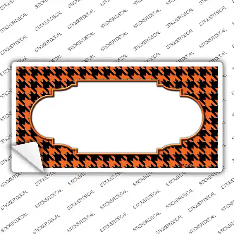 LP-4593s-S Orange Black Houndstooth Scallop Center Novelty Sticker Decal, Small