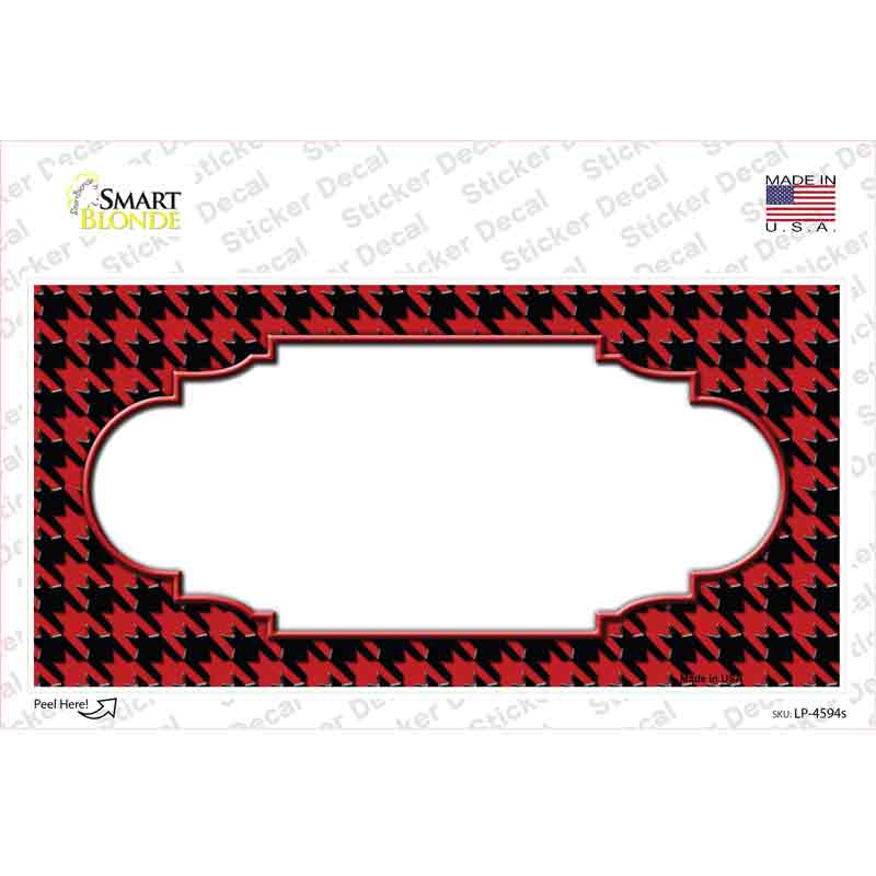 LP-4594s-M Red Black Houndstooth Scallop Center Novelty Sticker Decal, Medium