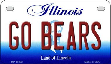 Go Bears Illinois Novelty Metal Motorcycle Plate MP-10292