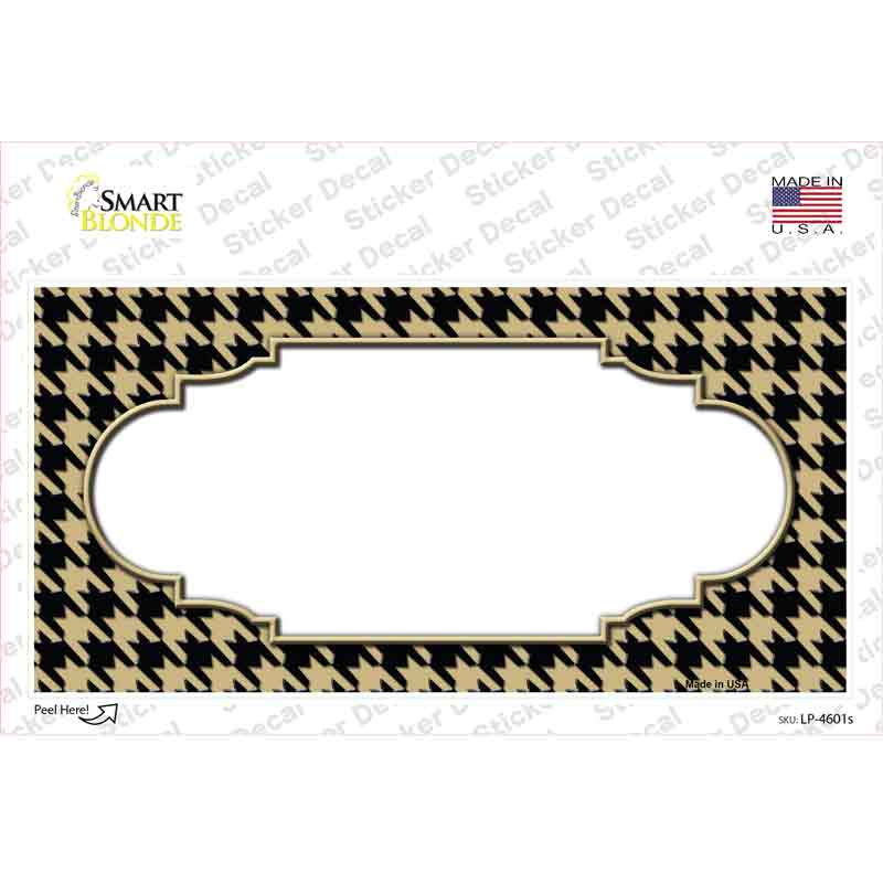 LP-4601s-M Gold Black Houndstooth Scallop Center Novelty Sticker Decal, Medium