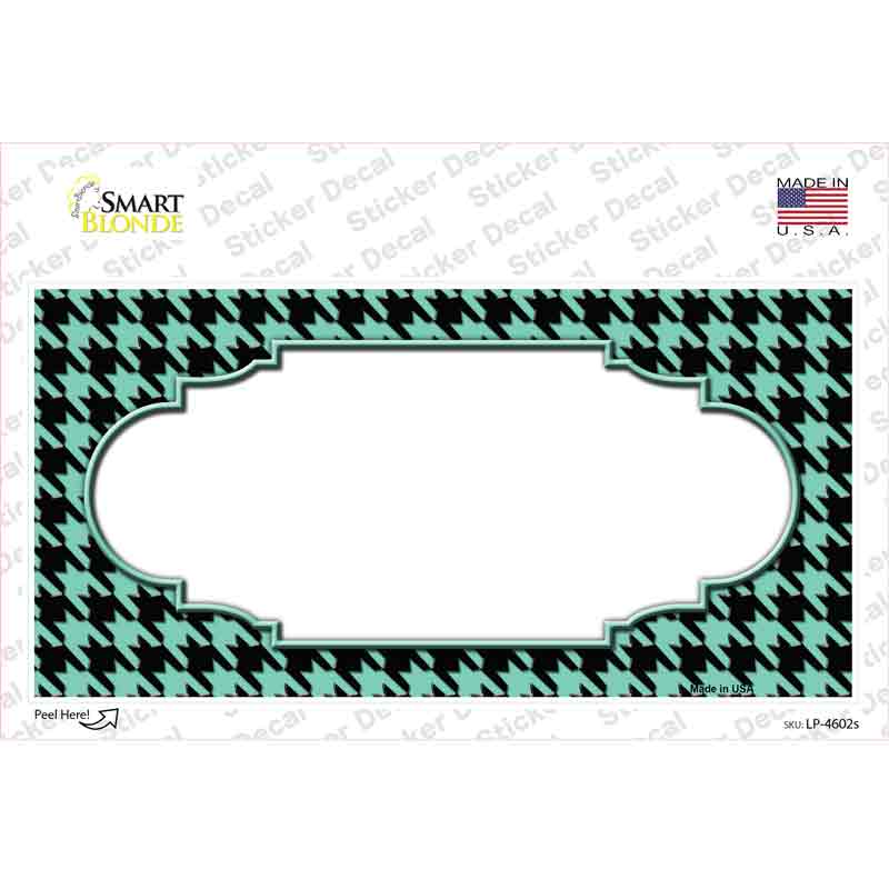 LP-4602s-M Mint Black Houndstooth Scallop Center Novelty Sticker Decal, Medium