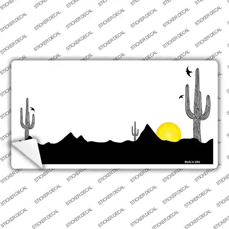 LP-3843s-S Southwest Cactus Sunrise White Novelty Sticker Decal, Small