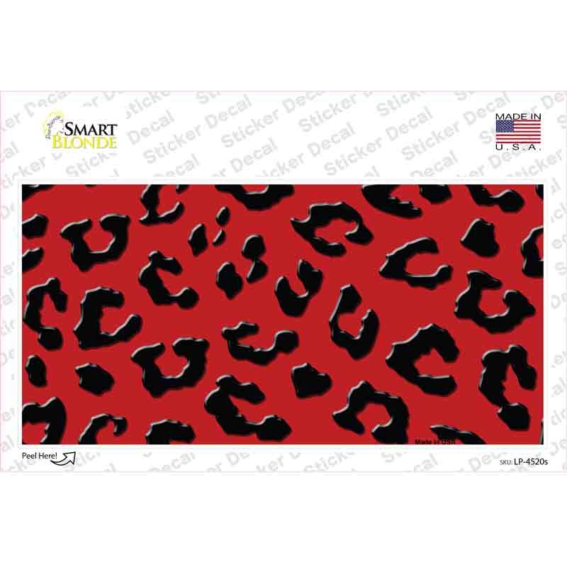 LP-4520s-M Red Black Cheetah Novelty Sticker Decal, Medium