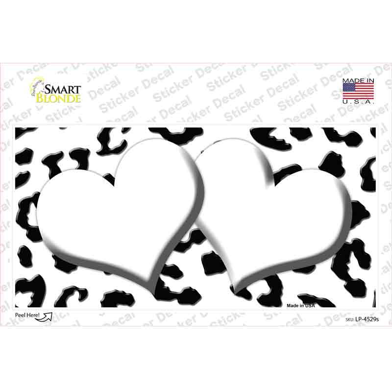 LP-4529s-M White Black Cheetah Center Hearts Novelty Sticker Decal, Medium