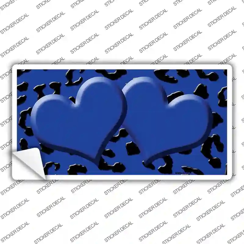 LP-4532s-S Blue Black Cheetah Center Hearts Novelty Sticker Decal, Small
