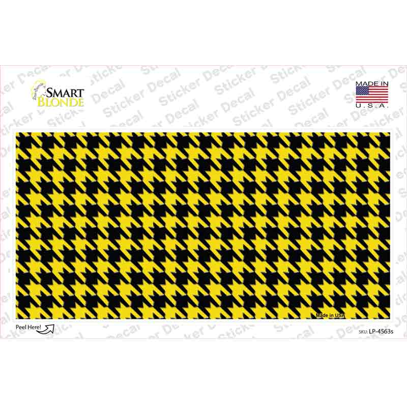 LP-4563s-M Yellow Black Houndstooth Novelty Sticker Decal, Medium