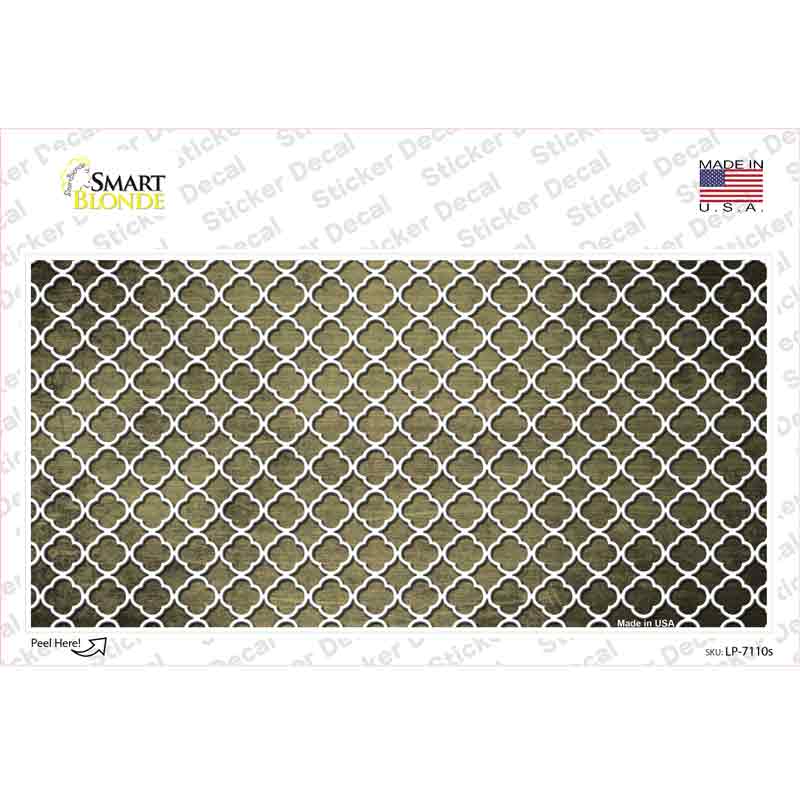 LP-7110s-M Gold White Quatrefoil Oil Rubbed Novelty Sticker Decal, Medium