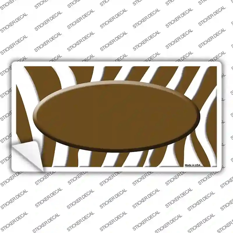 LP-1390s-L Brown White Zebra Center Oval Novelty Sticker Decal, Large