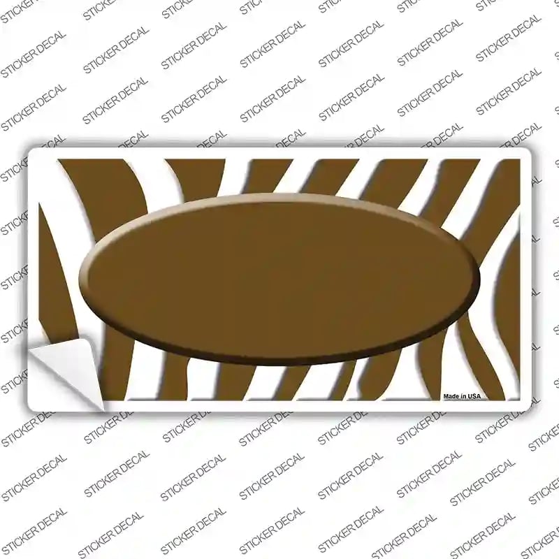 LP-1390s-XL Brown White Zebra Center Oval Novelty Sticker Decal, Extra Large