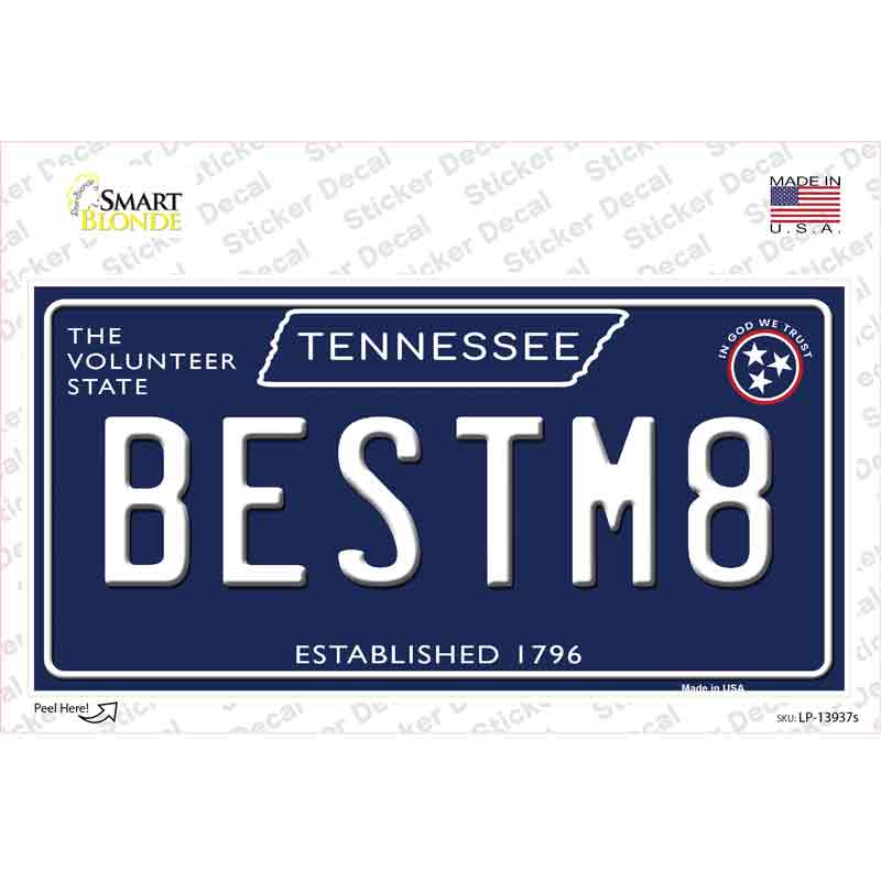 LP-13937s-M Best M8 Tennessee Blue Novelty Sticker Decal, Medium