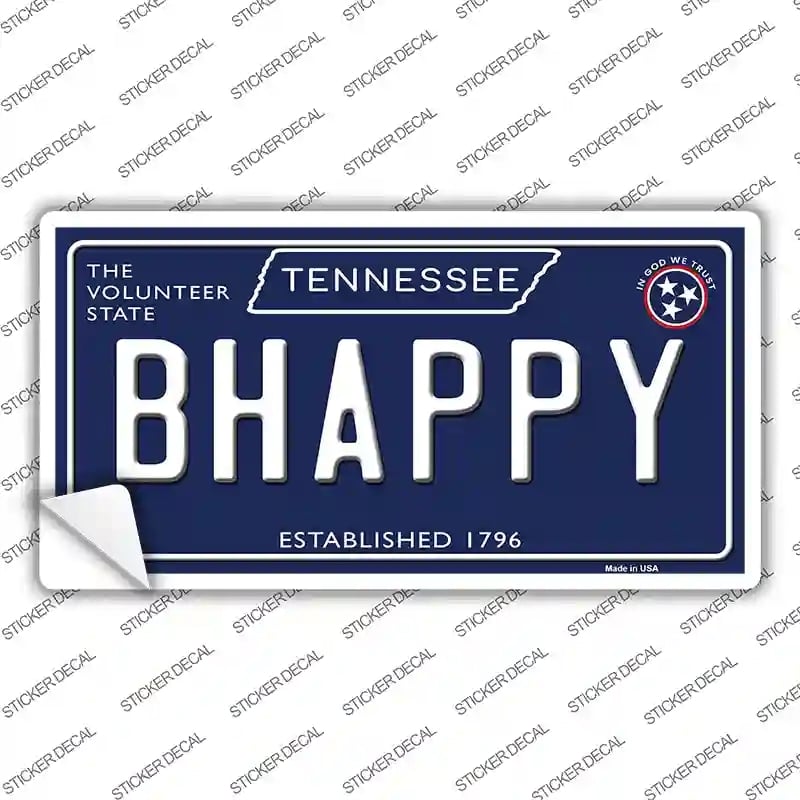 LP-13939s-S B Happy Tennessee Blue Novelty Sticker Decal, Small
