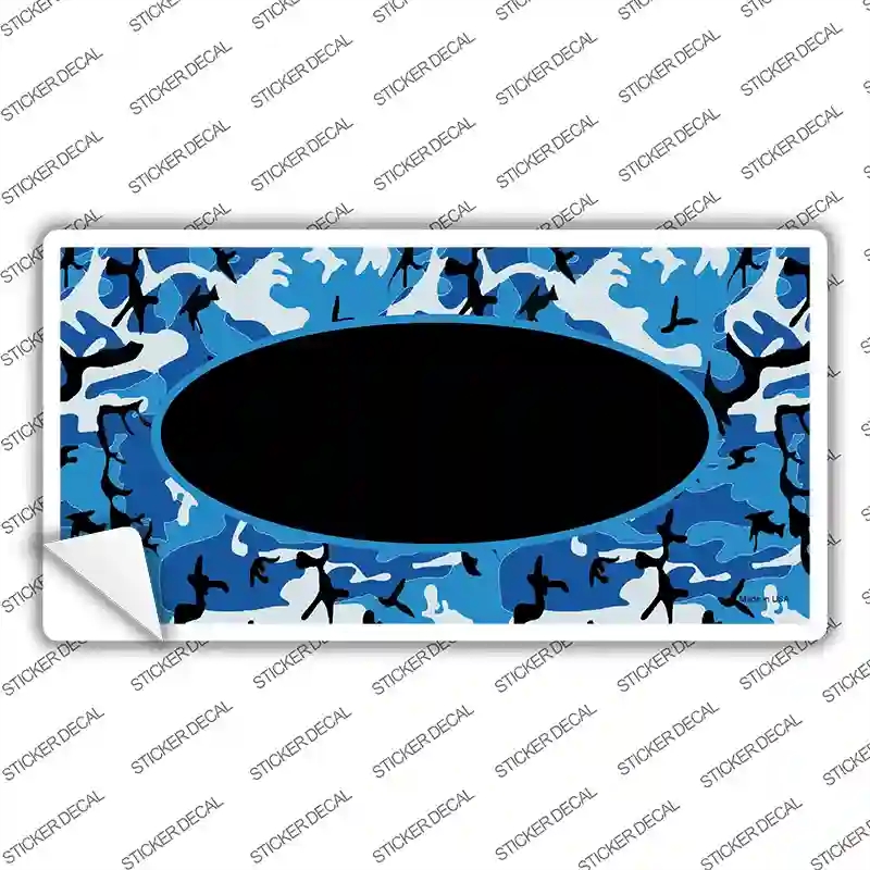 LP-1395s-L Blue Camo with Black Center Oval Novelty Sticker Decal, Large