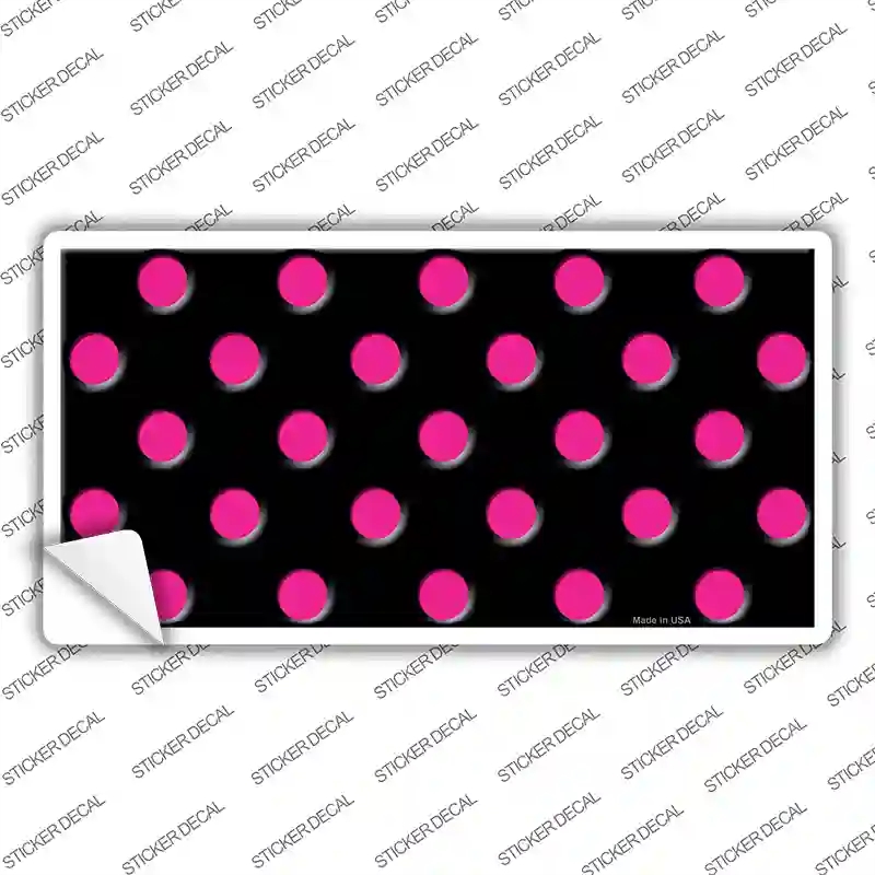 LP-2202s-L Hot Pink Polka Dots Black Novelty Sticker Decal, Large