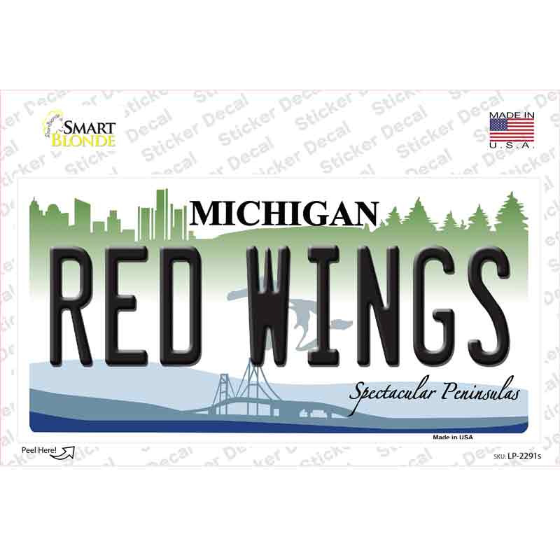 LP-2291s-M Redwings Michigan State Novelty Sticker Decal, Medium