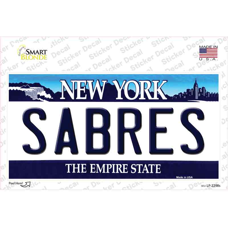 LP-2298s-M Sabres   York State Novelty Sticker Decal, Medium