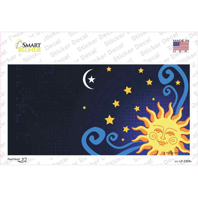 LP-2304s-M Celestial Sun Offset Novelty Sticker Decal, Medium