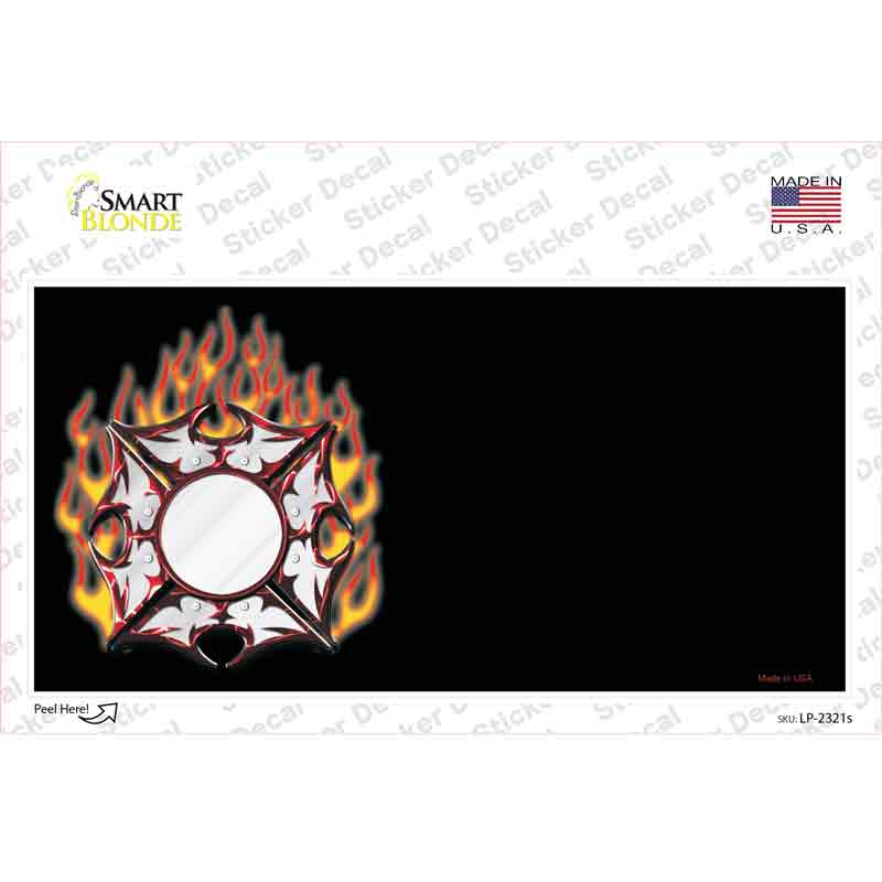 LP-2321s-M Fire Cross Offset Flat Novelty Sticker Decal, Medium