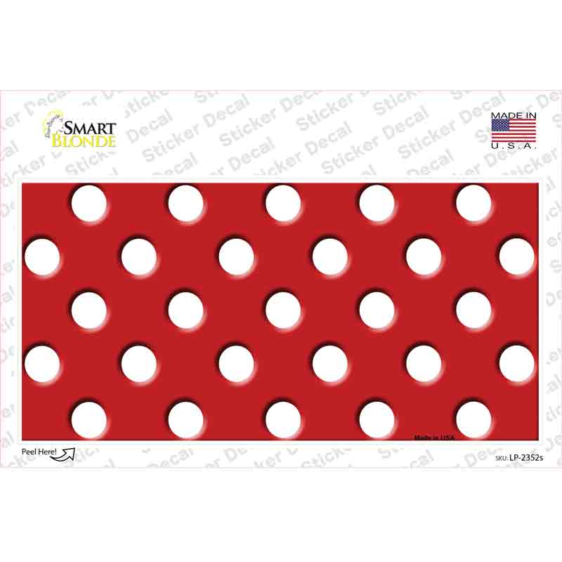 LP-2352s-M White Polka Dots Red Novelty Sticker Decal, Medium