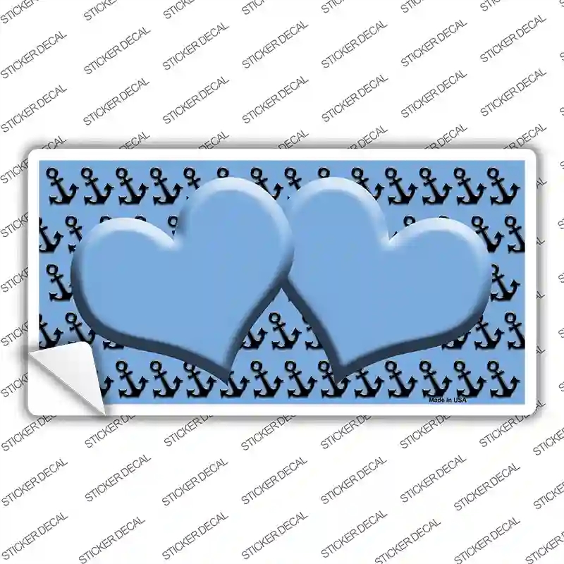LP-5308s-S Light Blue Black Anchor Heart Center Novelty Sticker Decal, Small