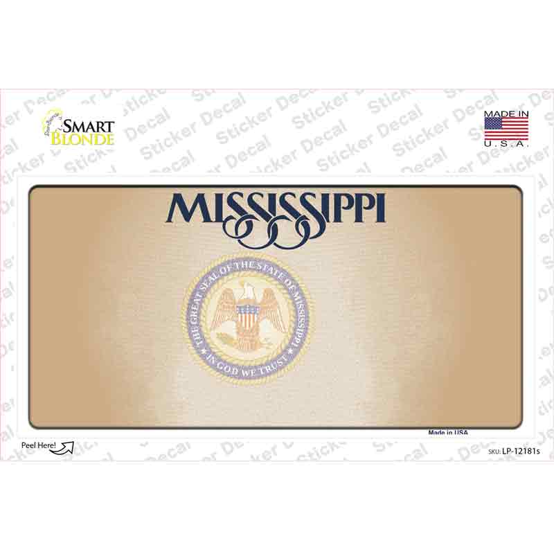 LP-12181s-M Mississippi Great Seal Blank Novelty Sticker Decal, Medium