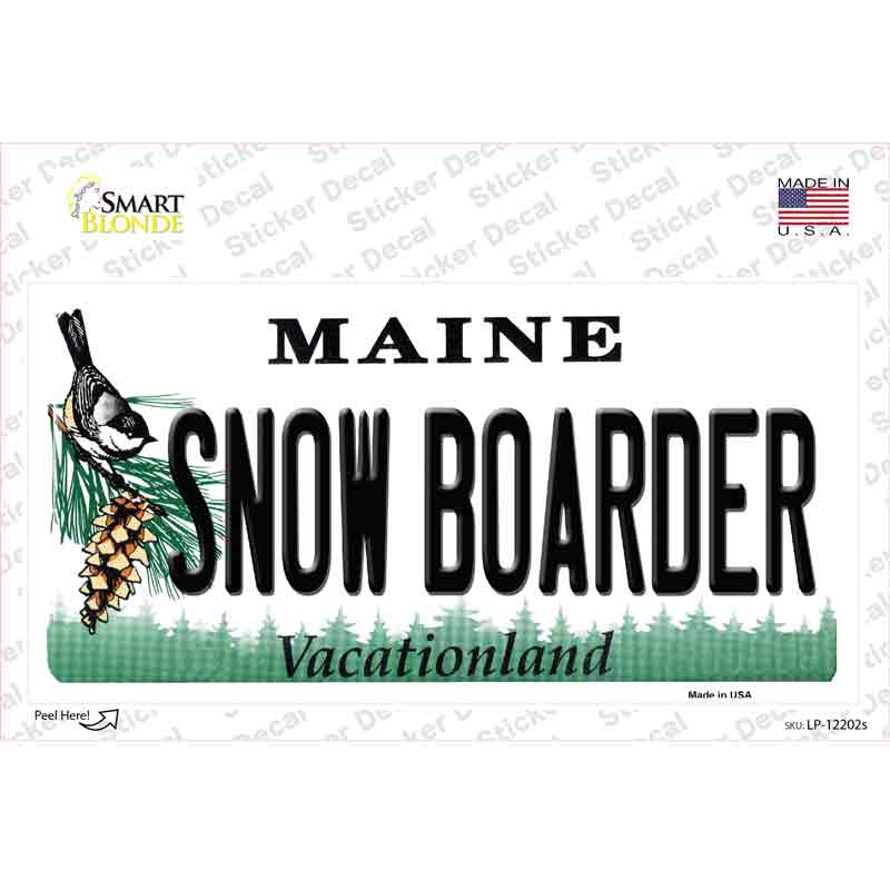 LP-12202s-M Snow Boarder Maine Novelty Sticker Decal, Medium